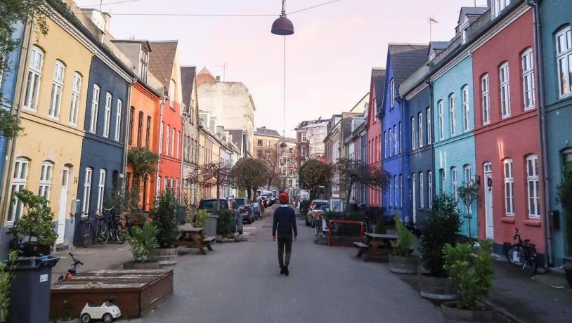 The vibrant street Olufsvej is located in the neighbourhood of Østerbro in Copenhagen.