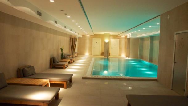 A view of the indoor pool at the luxury Kokkedahl Slot Copenhagen spa in Horsholm, Denmark
