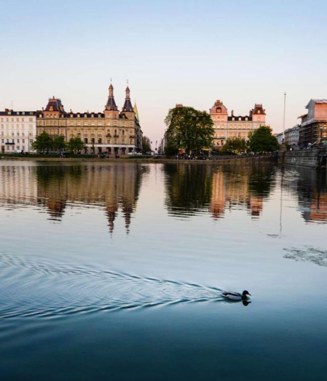 Abendstimmung an den Seen in der Kopenhagener Innenstadt