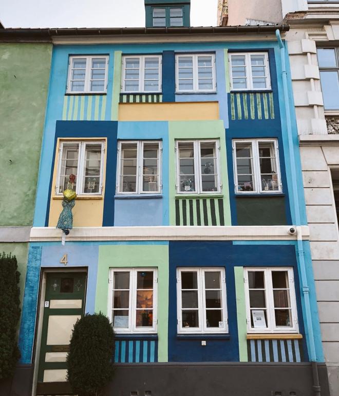 A colourful house in Sofiegade in the neighbourhood of Christianshavn in Copenhagen.