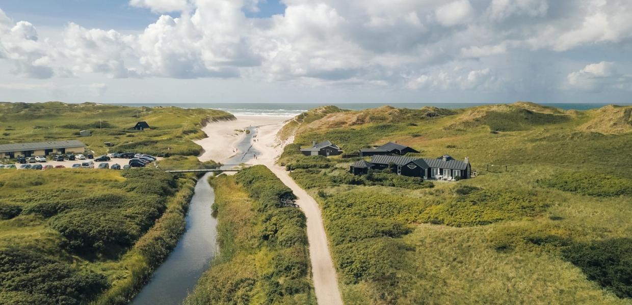 Seaside hotel and summer houses at Henne Beach