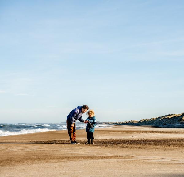 Family on the beach in Klitmøller, North Jutland
