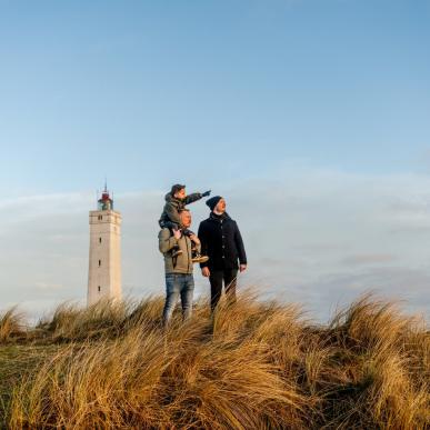 Family on Blåvandshuk lighthouse in Denmark