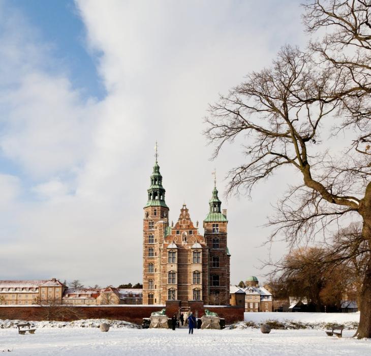 Rosenborg Castle in Copenhagen on a snowy winter's day