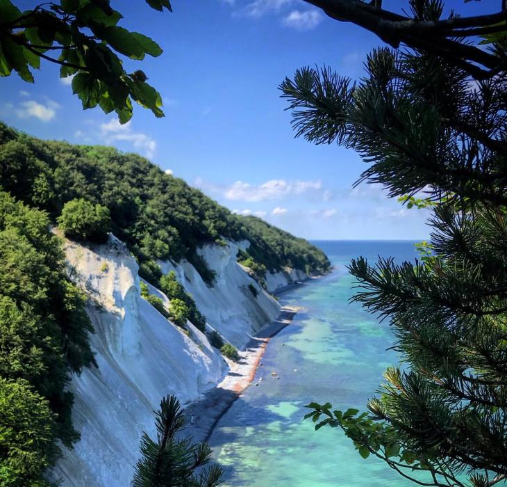 The white cliffs of Møn are located south of Copenhagen